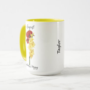 August Birth Blume Gladiolus und Poppy Tasse