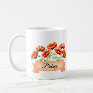 August Birth Blume Poppy Geburtstag Kaffeetasse