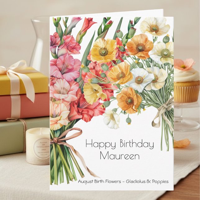 August Birth Flower Birthday Card | Gladiolus Karte (Von Creator hochgeladen)
