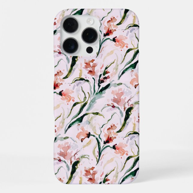 August Birth Flower Gladiolus Watercolor Pattern iPhone Hülle (Rückseite)