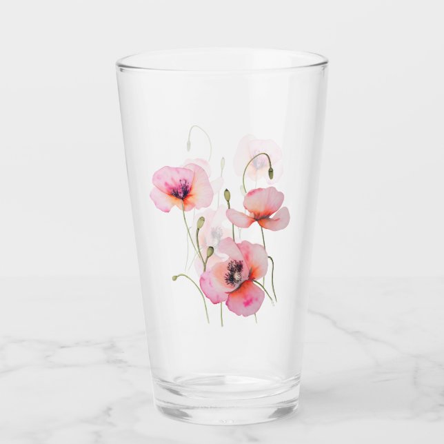 August birth flower NO LETTERING DOUBLE FLOWERS Glas (Vorderseite)