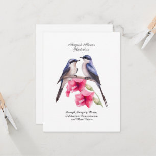 August Birth Monat Blume Gladiolus mit Vögeln