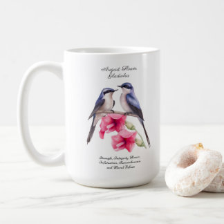 August Birth Monat Blume Gladiolus mit Vögeln Kaffeetasse