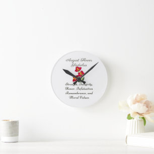 August Birth Month Blume Gladiolus Birth Gift Runde Wanduhr