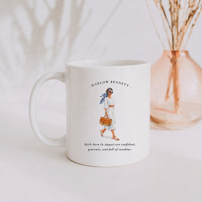 August Birth Month Girl | Monogram  Kaffeetasse (Von Creator hochgeladen)