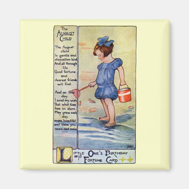 August Birthday Girl am Strand Magnet (Vorne)