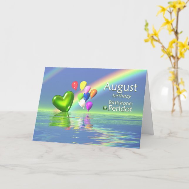 August Birthday Peridot Heart Karte (Gelbe Blume)