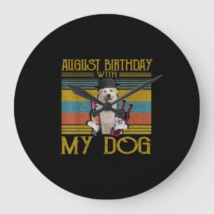 August Birthday With My Great Pyrenees Dog 2020 Große Wanduhr