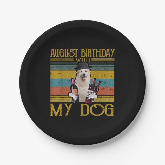 August Birthday With My Great Pyrenees Dog 2020 Pappteller (Vorderseite)