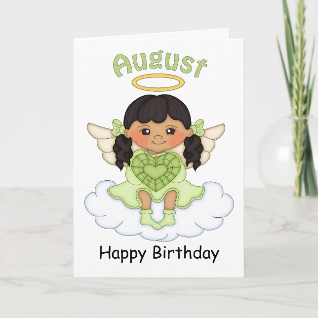 August Birthstone Angel Black Birthday Card Karte (Vorderseite)