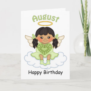 August Birthstone Angel Black Birthday Card Karte