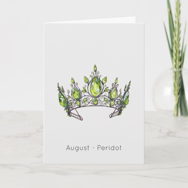August Birthstone Peridot Crown Geburtstagskarte Karte (Vorderseite)