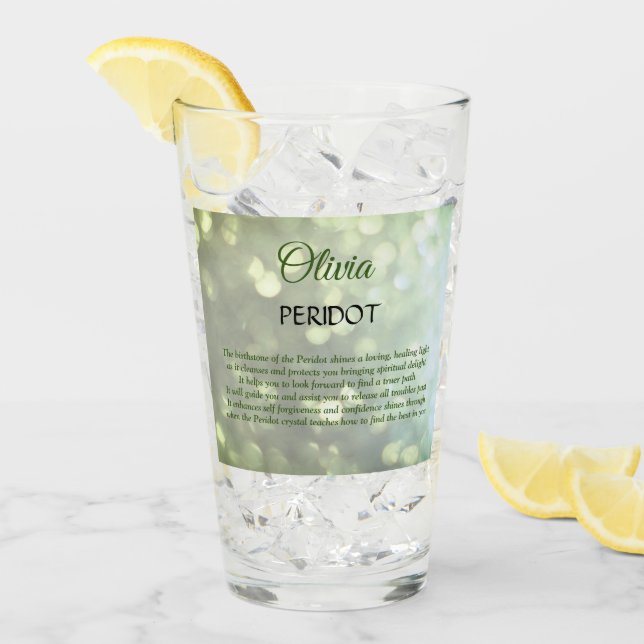 August Birthstone Peridot Design Glas (Vorderseite Ice)