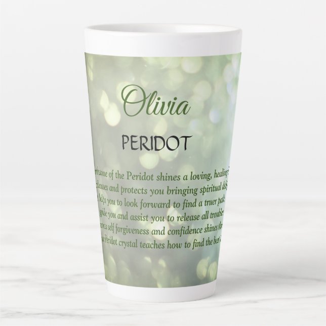 August Birthstone Peridot Design Milchtasse (Vorderseite)