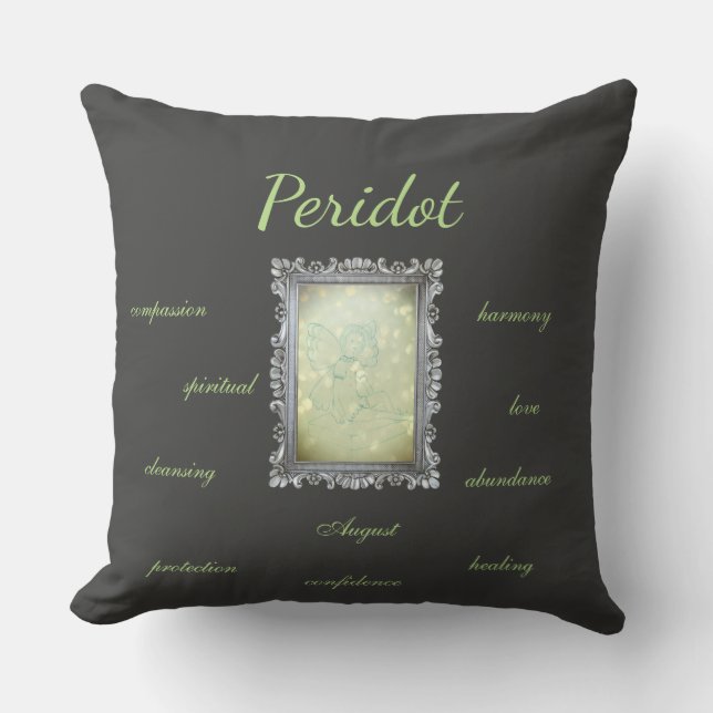 August Birthstone Peridot-Fee Kissen (Vorderseite)