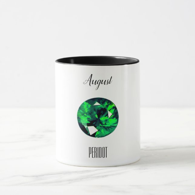 August Birthstone Peridot Gemstone Art Tasse (Zentrum)
