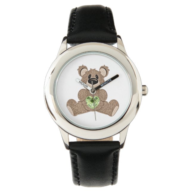 August Birthstone Teddy Bear Watch Armbanduhr (Vorderseite)