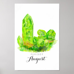 August Birthstone - Wasserfarbe Peridot Poster