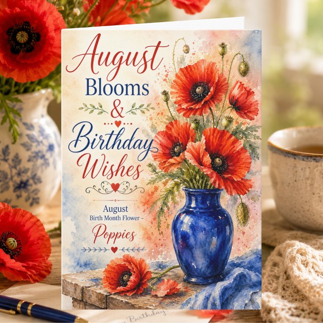 August-Blüten & Geburtstagswünsche Mohn Geburtstag Karte (Von Creator hochgeladen)