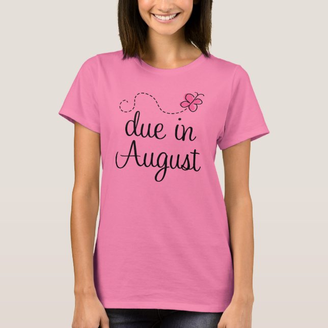 August Due Date Butterfly Maternity Tshirt (Vorderseite)