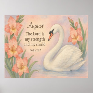 August-Flamingo-Bibelvers Christlicher Geburtstag Poster