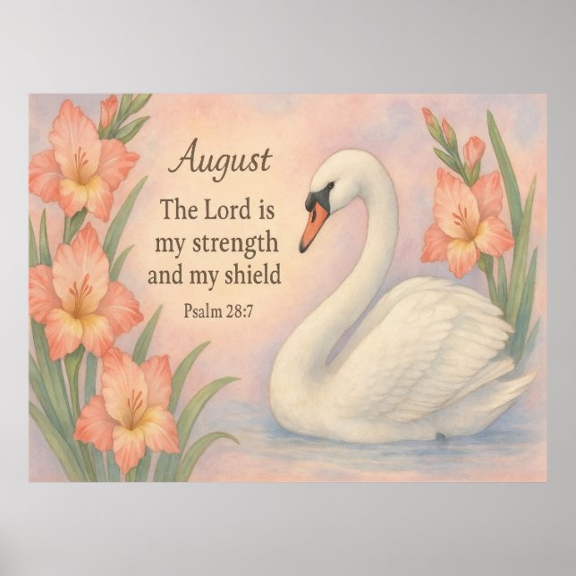 August-Flamingo-Bibelvers Christlicher Geburtstag Poster (Vorne)