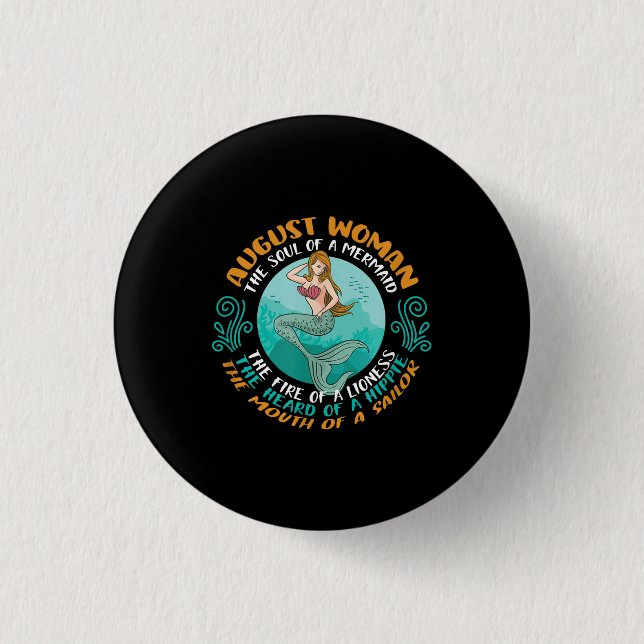 August Frau Soul von Meerjungfrau Leo Zodiac Gebur Button (Vorderseite)