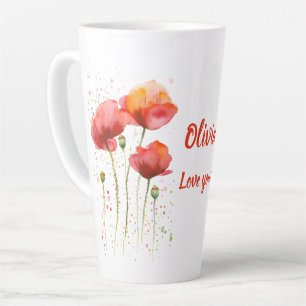 August Geburt Blume Rote Mohnblumen Wasserfarbe Milchtasse