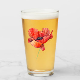 August Geburt Blume Roter Mohn Aquarell Blumenmoor Glas