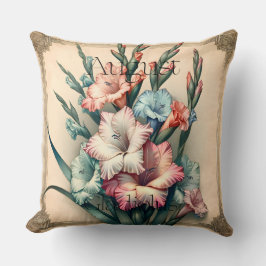 August-Geburtsblume Gladiolus Vintage-Blumendekor Kissen