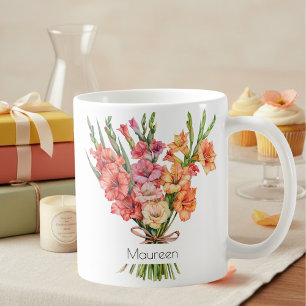 August-Geburtsblumen-Tasse Gladiolus & Mohn Kaffeetasse