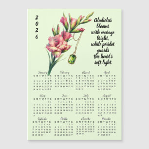 August-Geburtsblumen- und Steinkalender Magnetkarte