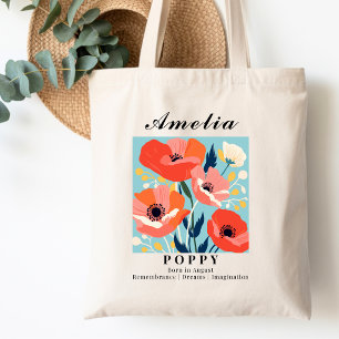 August-Geburtsmonatsblume Mohn Einkaufen Lesen Tragetasche