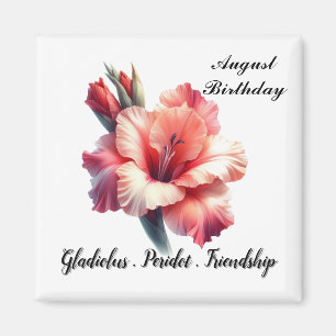 August-Geburtsstein Peridot und Gladiolus Magnet