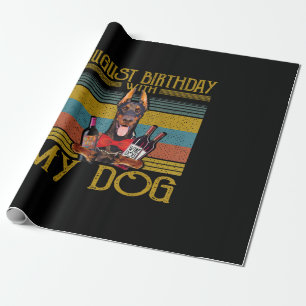 August Geburtstag mit meinem Doberman Pinscher Dog Geschenkpapier