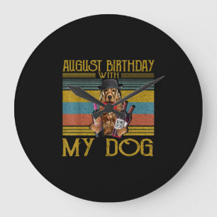 August Geburtstag mit meinem irischen Setter Hund  Große Wanduhr
