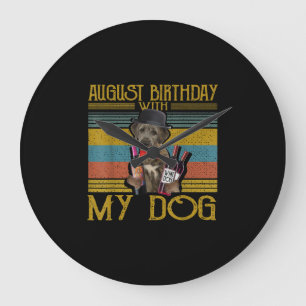 August Geburtstag mit meinem irischen Wolfhound Hu Große Wanduhr