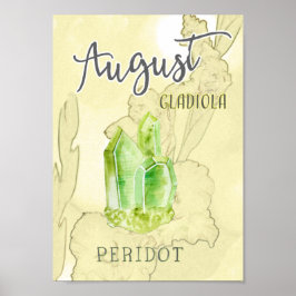 August Geburtstagsfeier Blume und Birthstone Poster