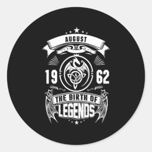 August-Geschenk 1962 Geburtsjahr der Legenden Runder Aufkleber