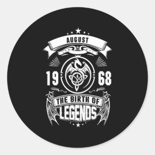 August-Geschenk   1968 Geburtsjahr der Legenden Runder Aufkleber