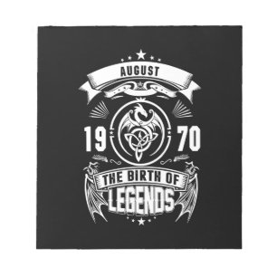 August-Geschenk   1970 Geburtsjahr der Legenden Notizblock