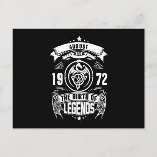 August-Geschenk 1972 Geburtsjahr der Legenden Einladungspostkarte