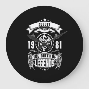 August-Geschenk 1981 Geburtsjahr der Legenden Große Wanduhr
