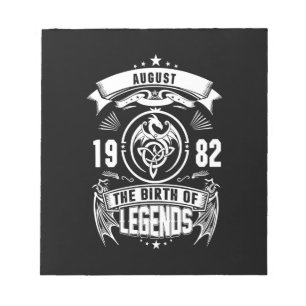 August-Geschenk   1982 Geburtsjahr der Legenden Notizblock
