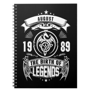 August-Geschenk 1989 Geburtsjahr der Legenden Notizblock