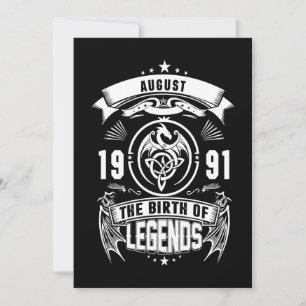 August-Geschenk 1991 Geburtsjahr der Legenden Feiertagskarte