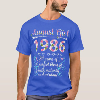 August Girl 1986 glücklich Geburtstag 34 Jahre Per T-Shirt