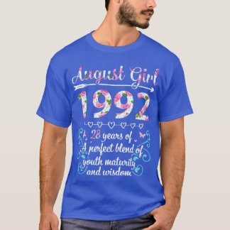 August Girl 1992 glücklich Geburtstag 28 Jahre Per T-Shirt