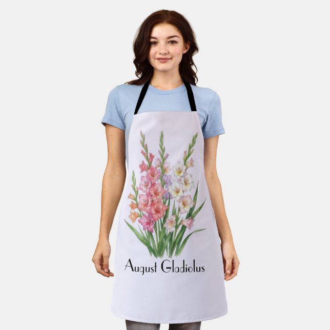 August Gladiolen Blumen  Schürze (Getragen)