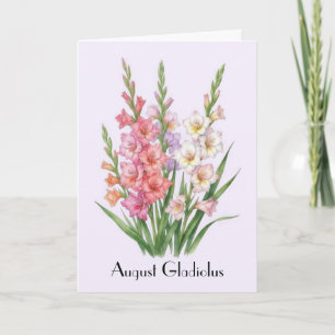 August Gladiolus Blumen Grußkarte Karte